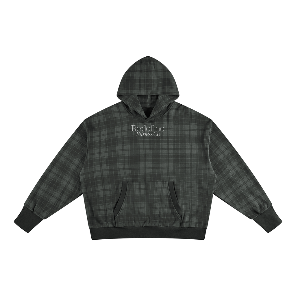 Unisex Plaid Color Block Hoodie