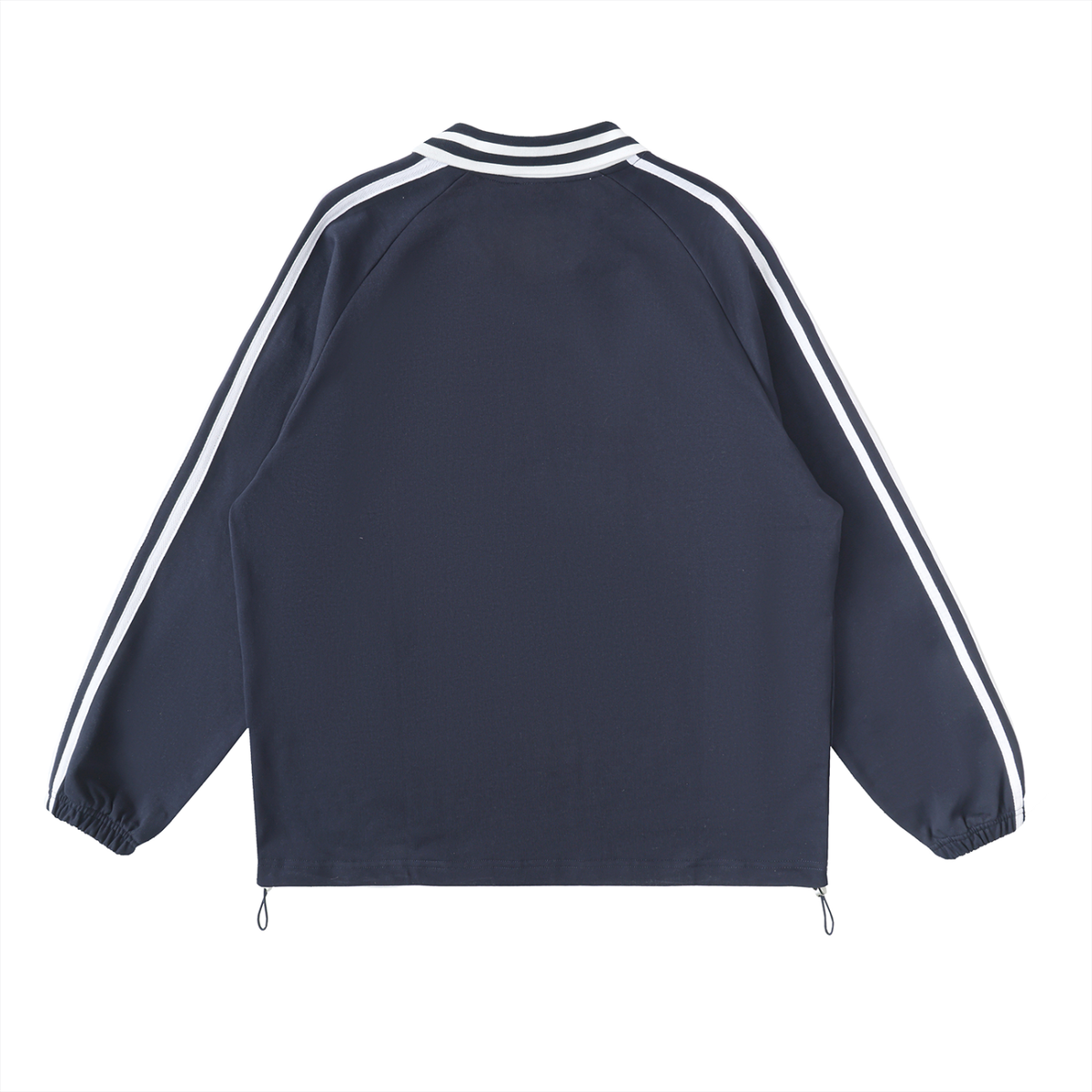 Striped Lapel Collar Terry Cloth Sweatshirt